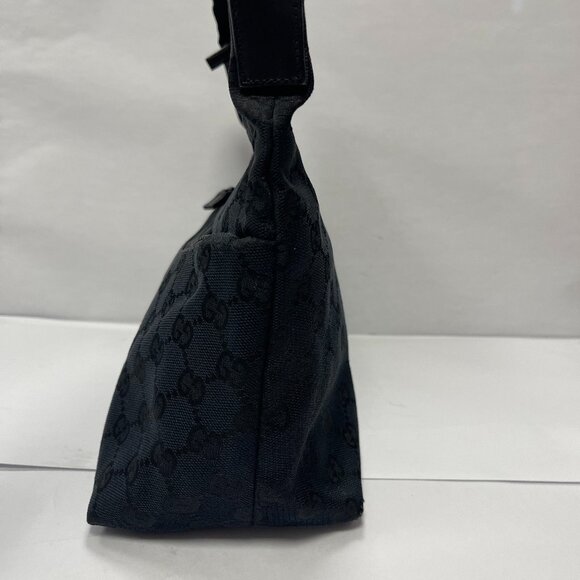 Gucci Black GG Canvas Hobo Bag w/ Leather Trim - Preowned - Picture 4 of 16